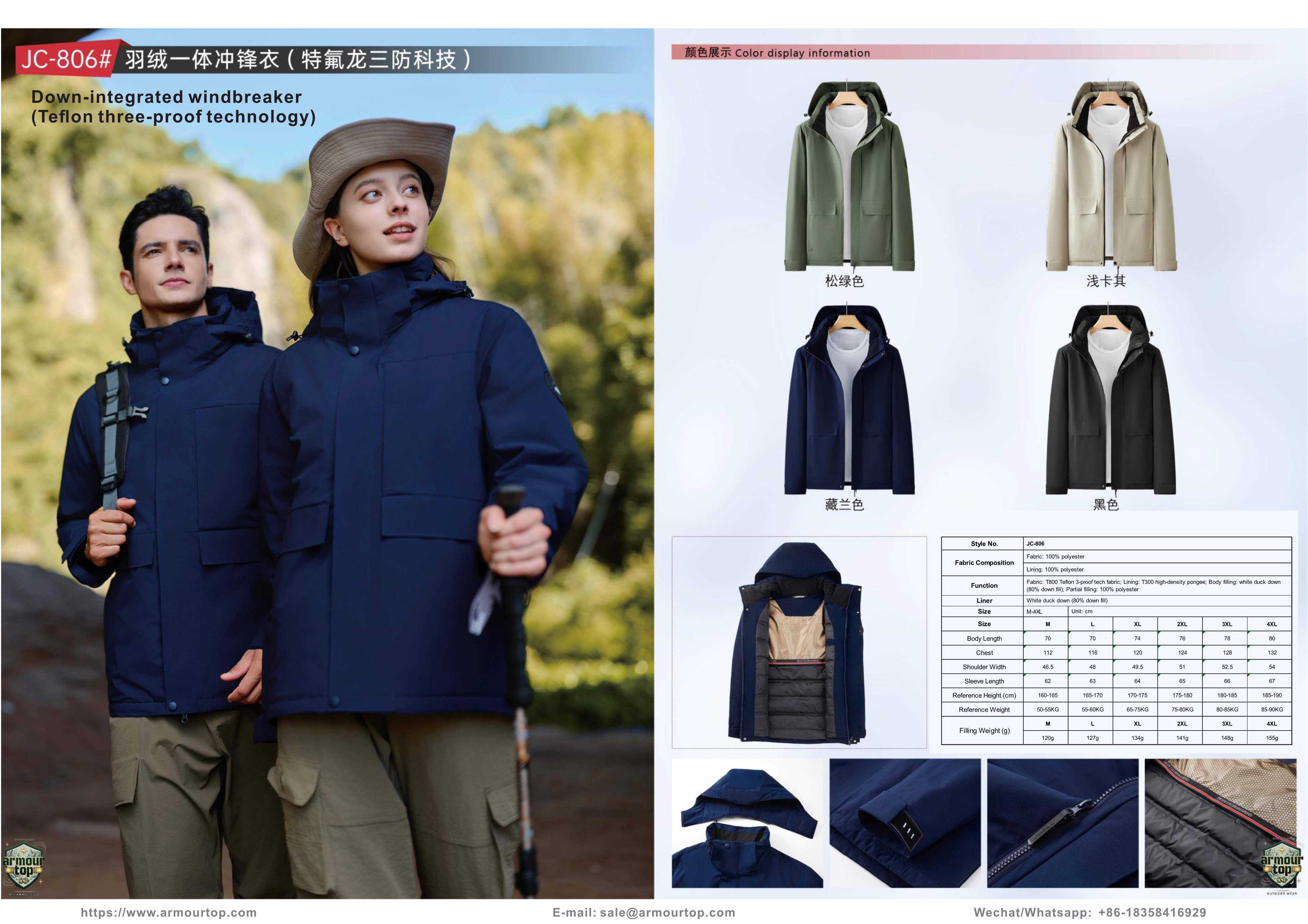 JC-806 Down-integrated Windbreaker (Teflon Three-proof) overview