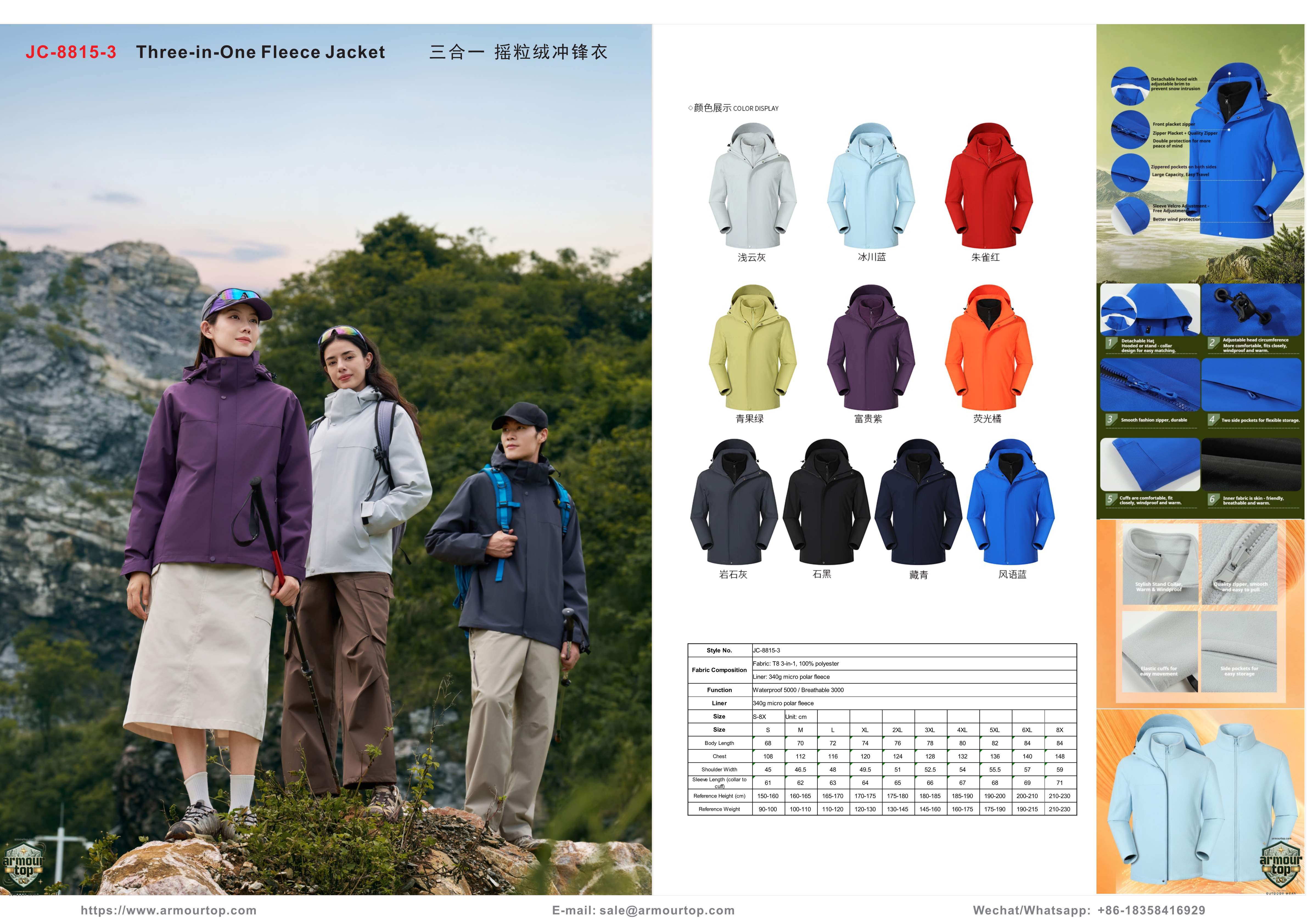 JC-8815-3 Three-in-One Fleece Jacket overview