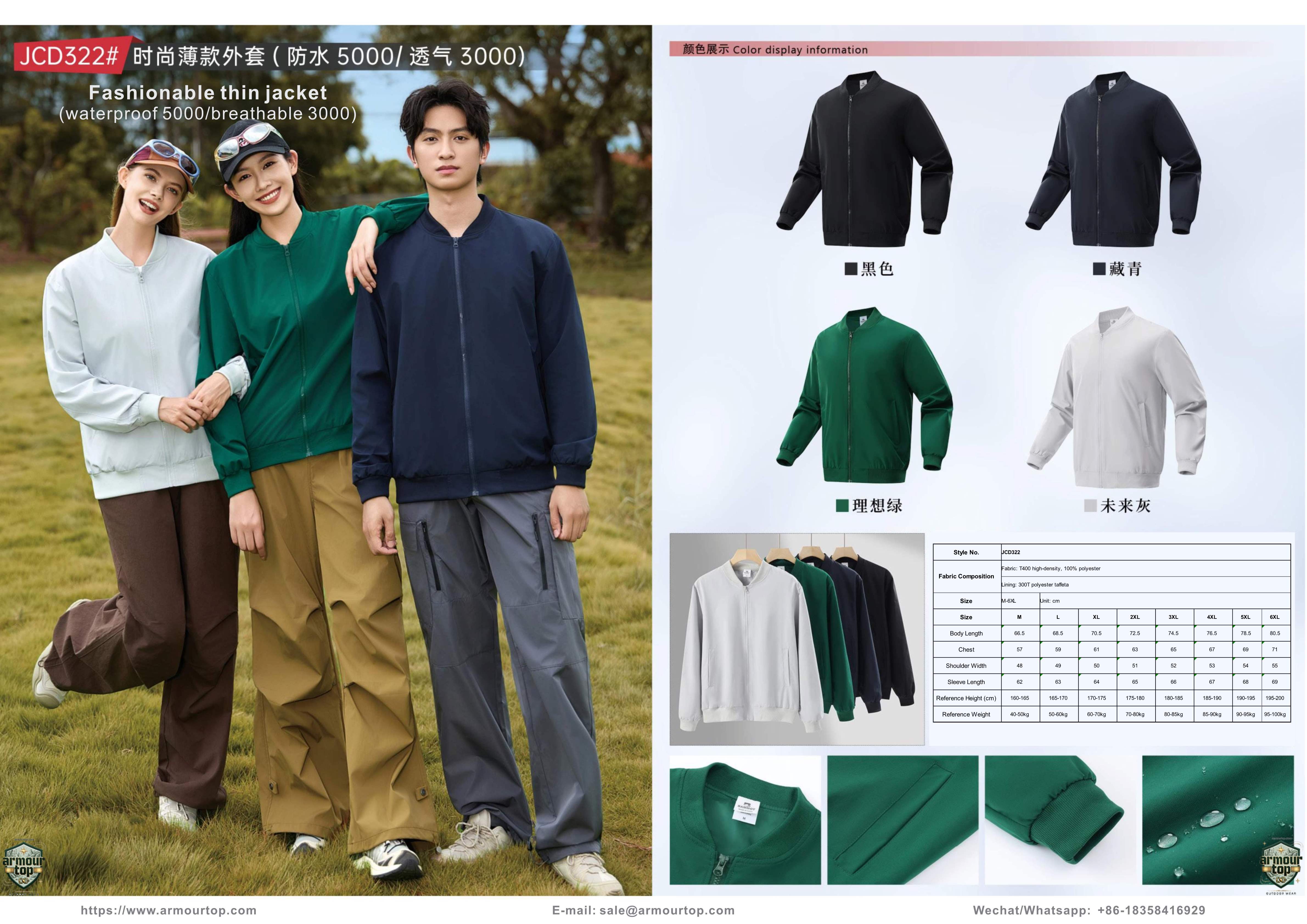 JC-D322 Fashionable Thin Jacket overview